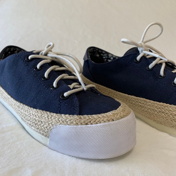 Tory Burch Canvas Platform Lace Up Espadrille Sz 9 - Picture 5 of 12